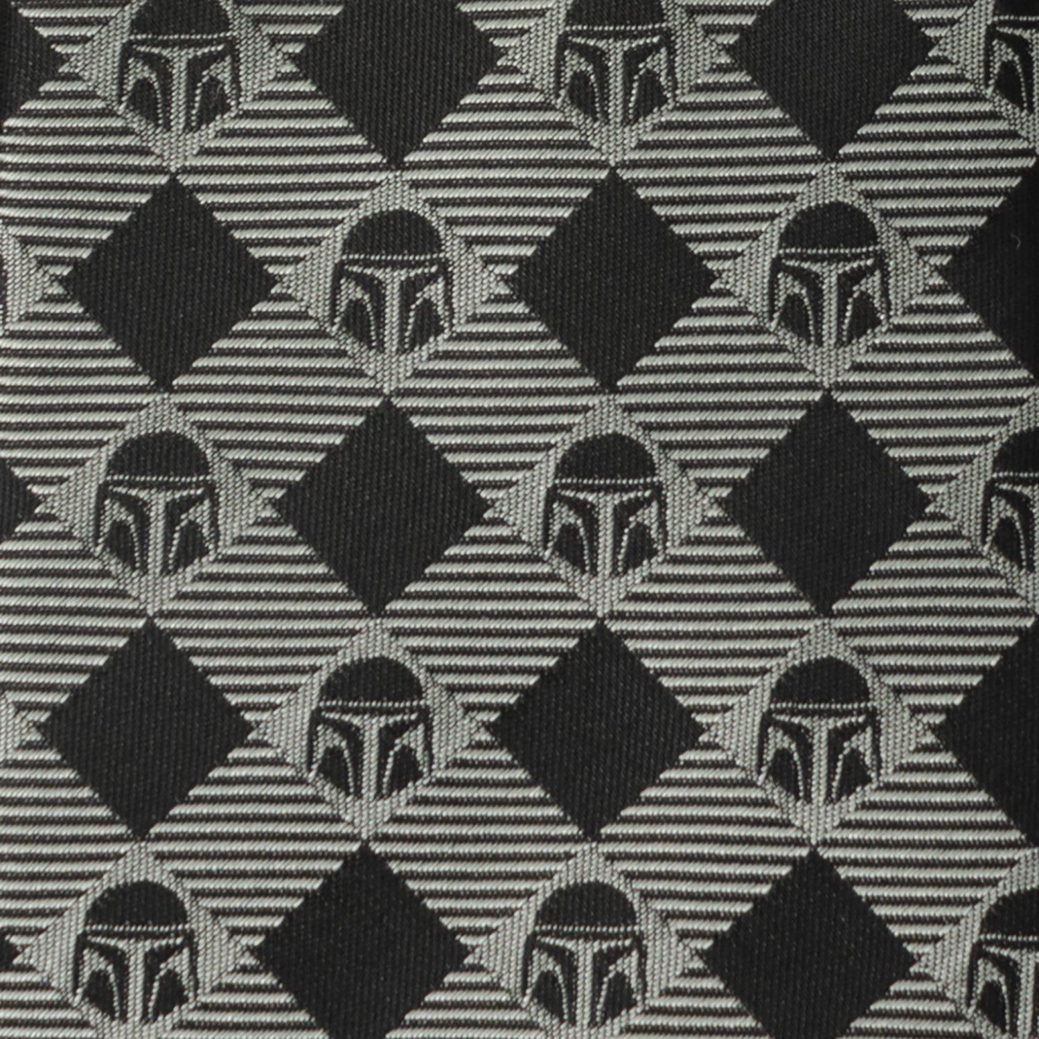 Star Wars The Mandalorian Helmet Black and Gray Plaid Necktie - Image 4