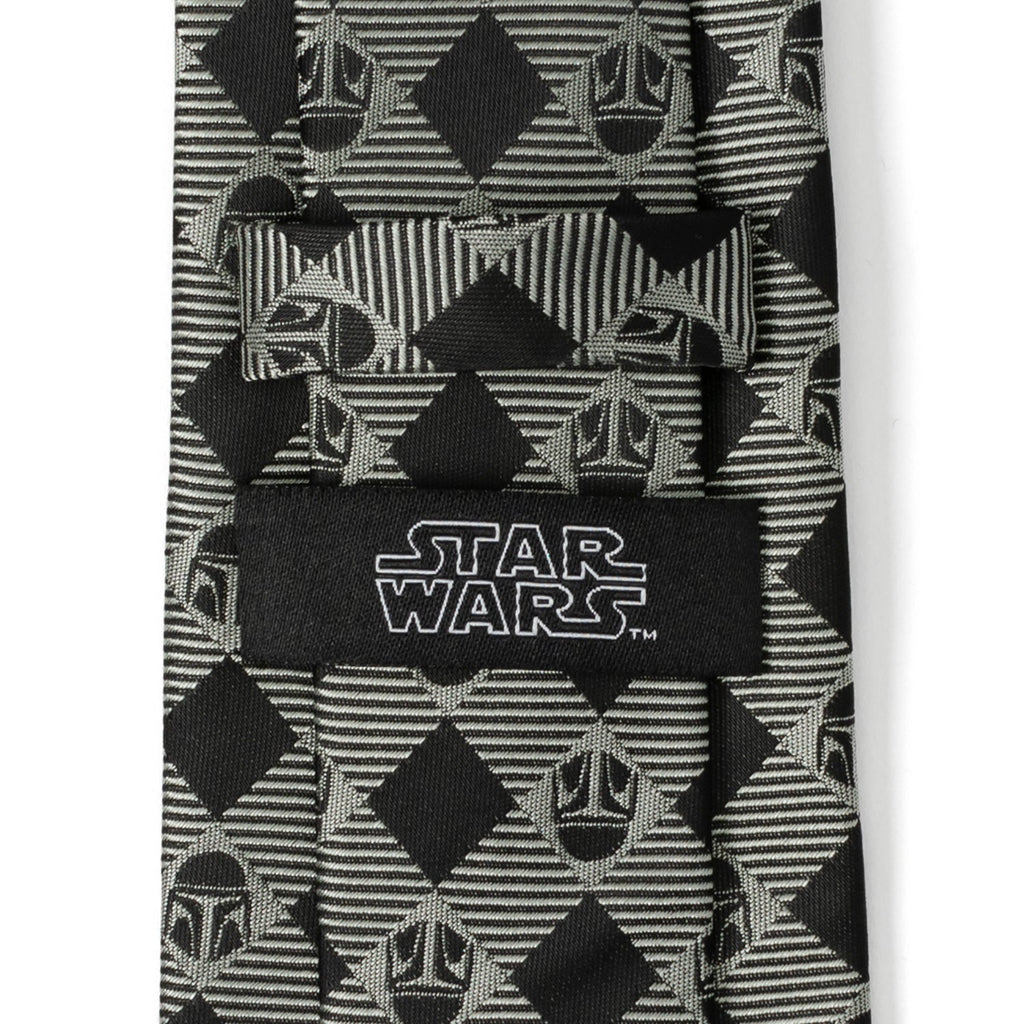 Star Wars The Mandalorian Helmet Black and Gray Plaid Necktie - Image 5