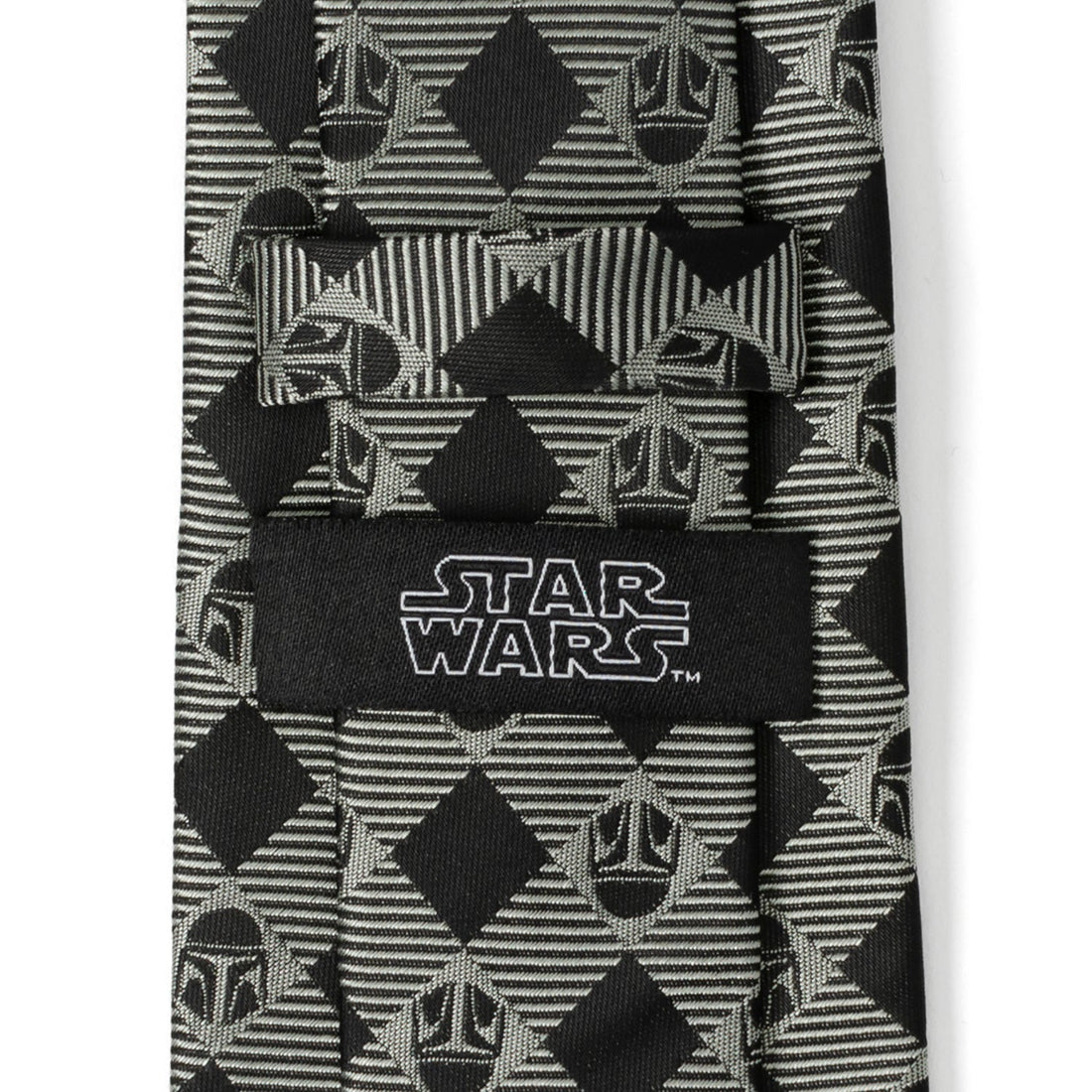 Star Wars The Mandalorian Helmet Black and Gray Plaid Necktie - Image 5