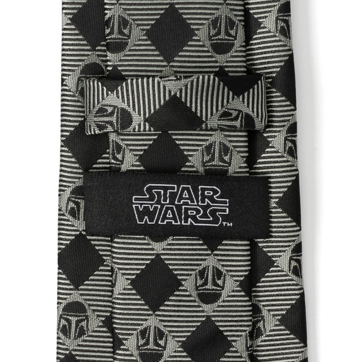 Star Wars The Mandalorian Helmet Black and Gray Plaid Necktie - Image 5