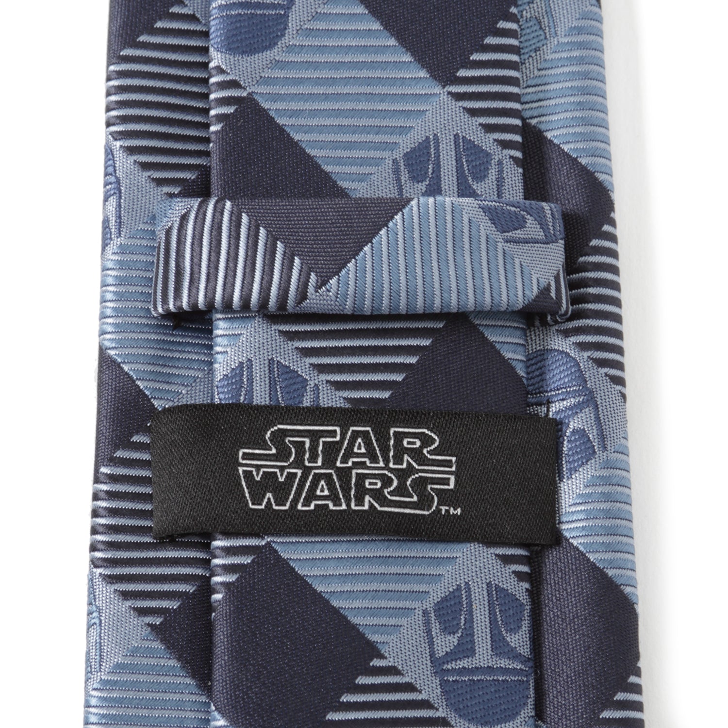 Star Wars Mandalorian Helmet Plaid Necktie in Blue and Black - Image 5
