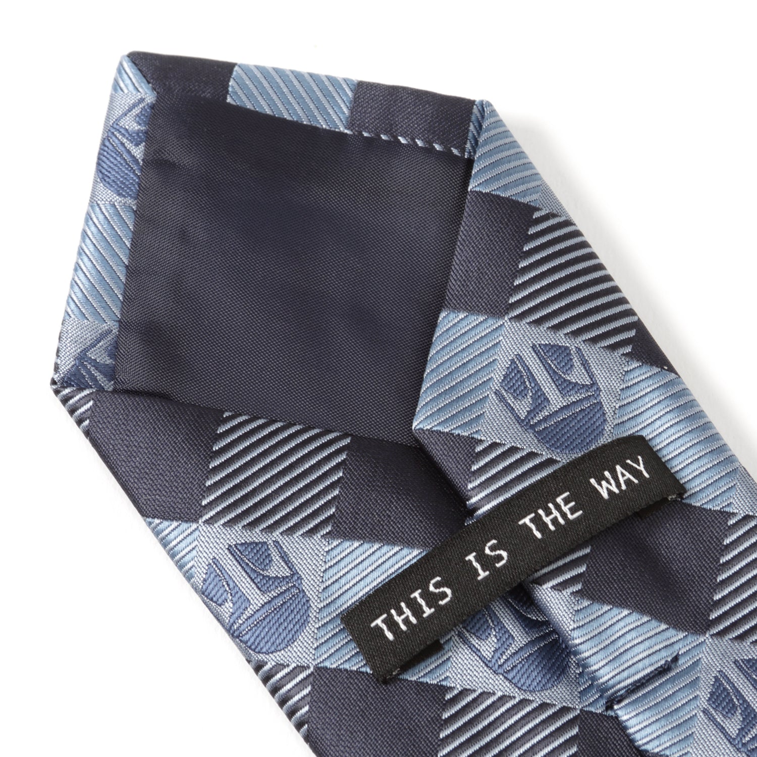 Star Wars Mandalorian Helmet Plaid Necktie in Blue and Black - Image 7