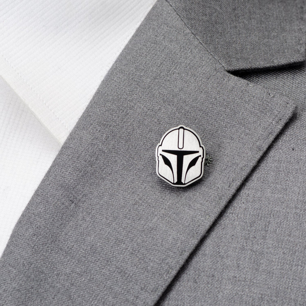 Star Wars Mandalorian Helmet Lapel Pin Silver and Black - Image 4