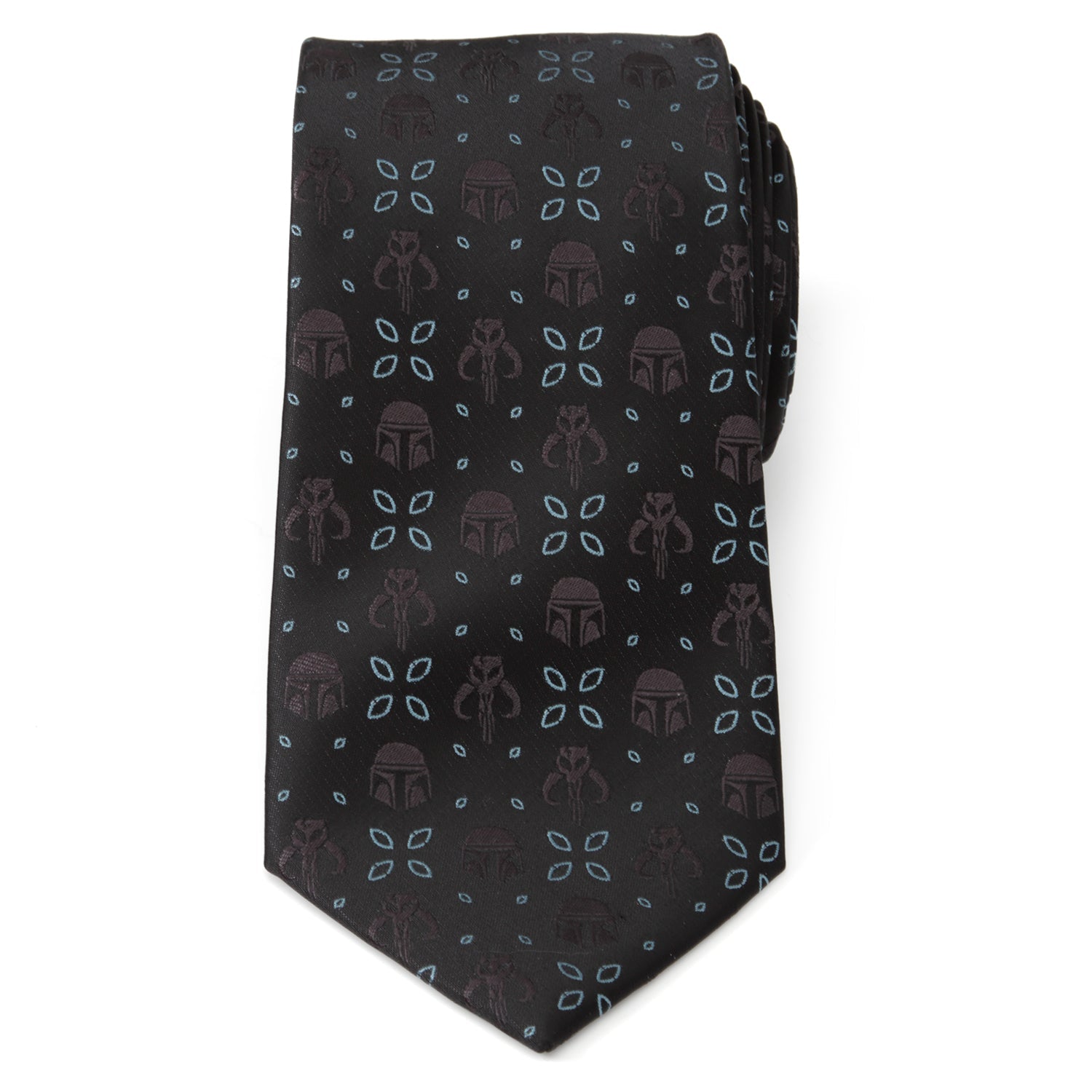 Star Wars Mandalorian Motif Black Tie with Blue Accents - Image 4