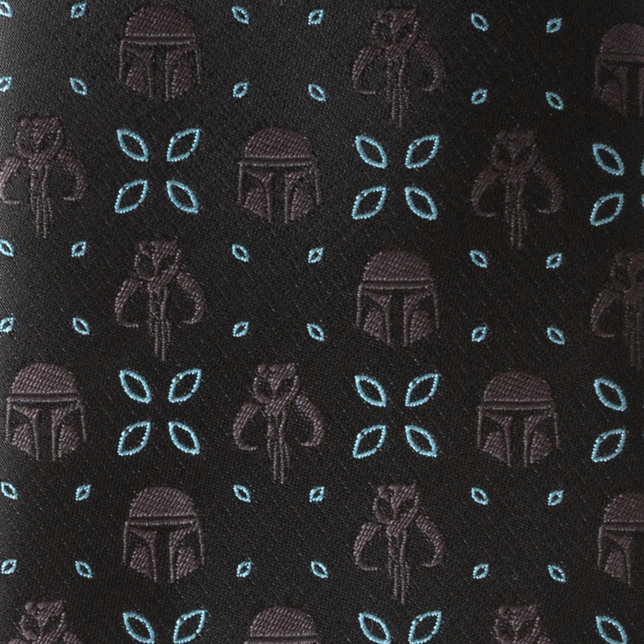 Star Wars Mandalorian Motif Black Tie with Blue Accents - Image 5