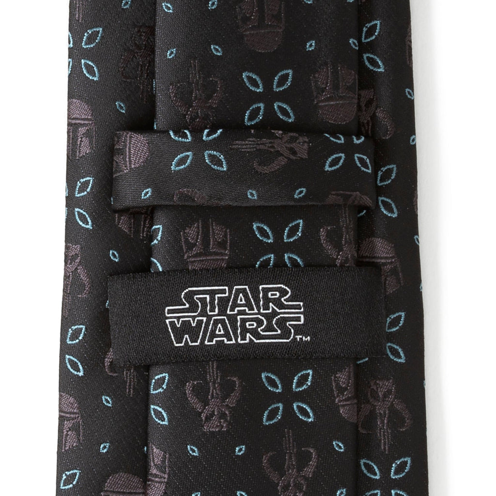 Star Wars Mandalorian Motif Black Tie with Blue Accents - Image 6