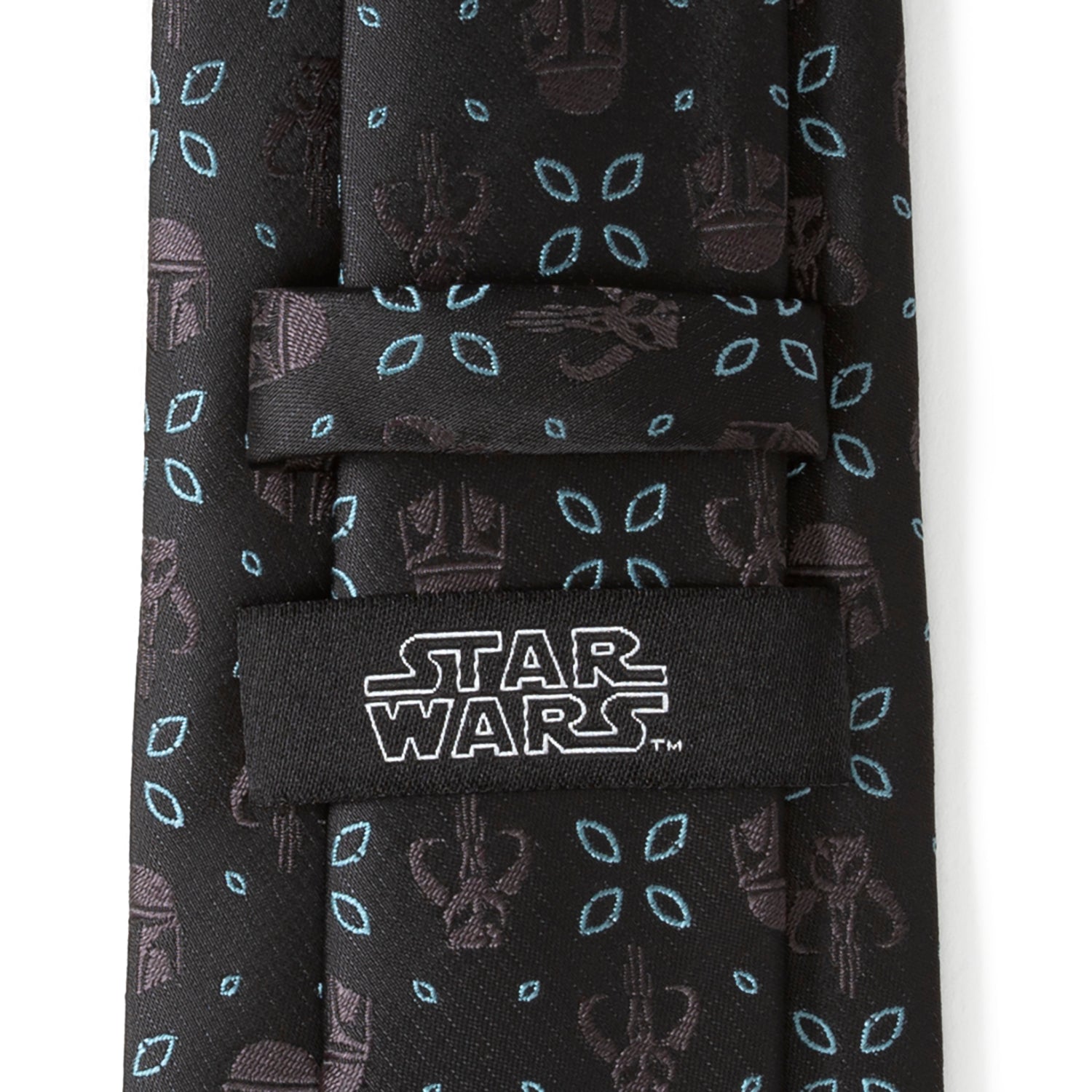 Star Wars Mandalorian Motif Black Tie with Blue Accents - Image 6