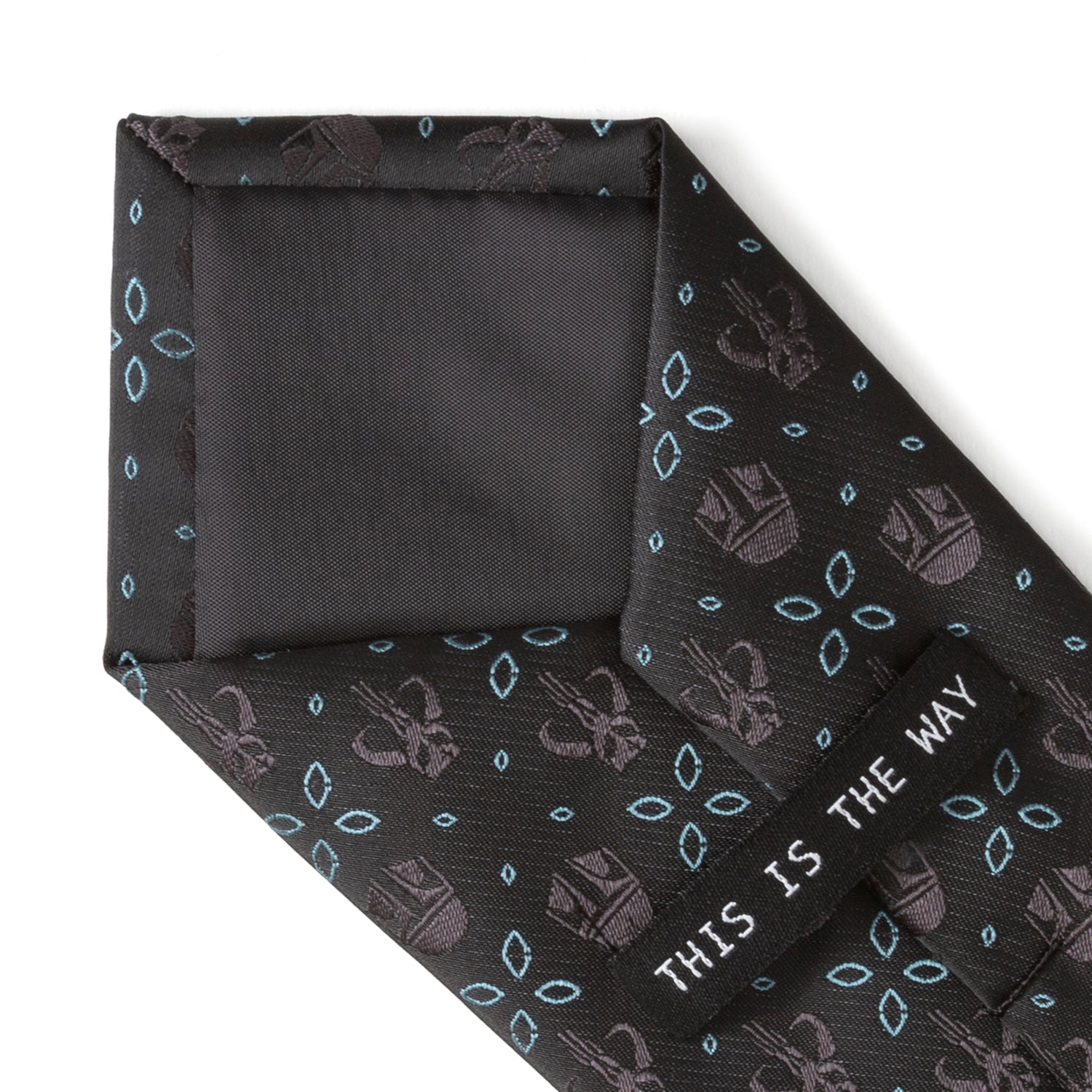 Star Wars Mandalorian Motif Black Tie with Blue Accents - Image 7