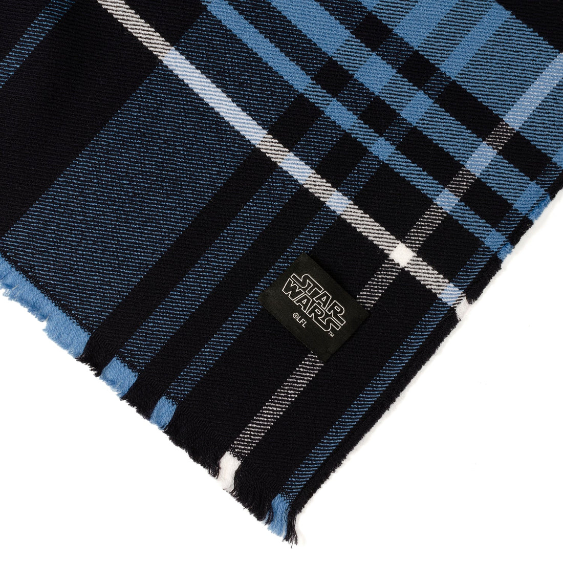 Star Wars Mandalorian Tartan Scarf in Blue and Black Merino Wool - Image 5