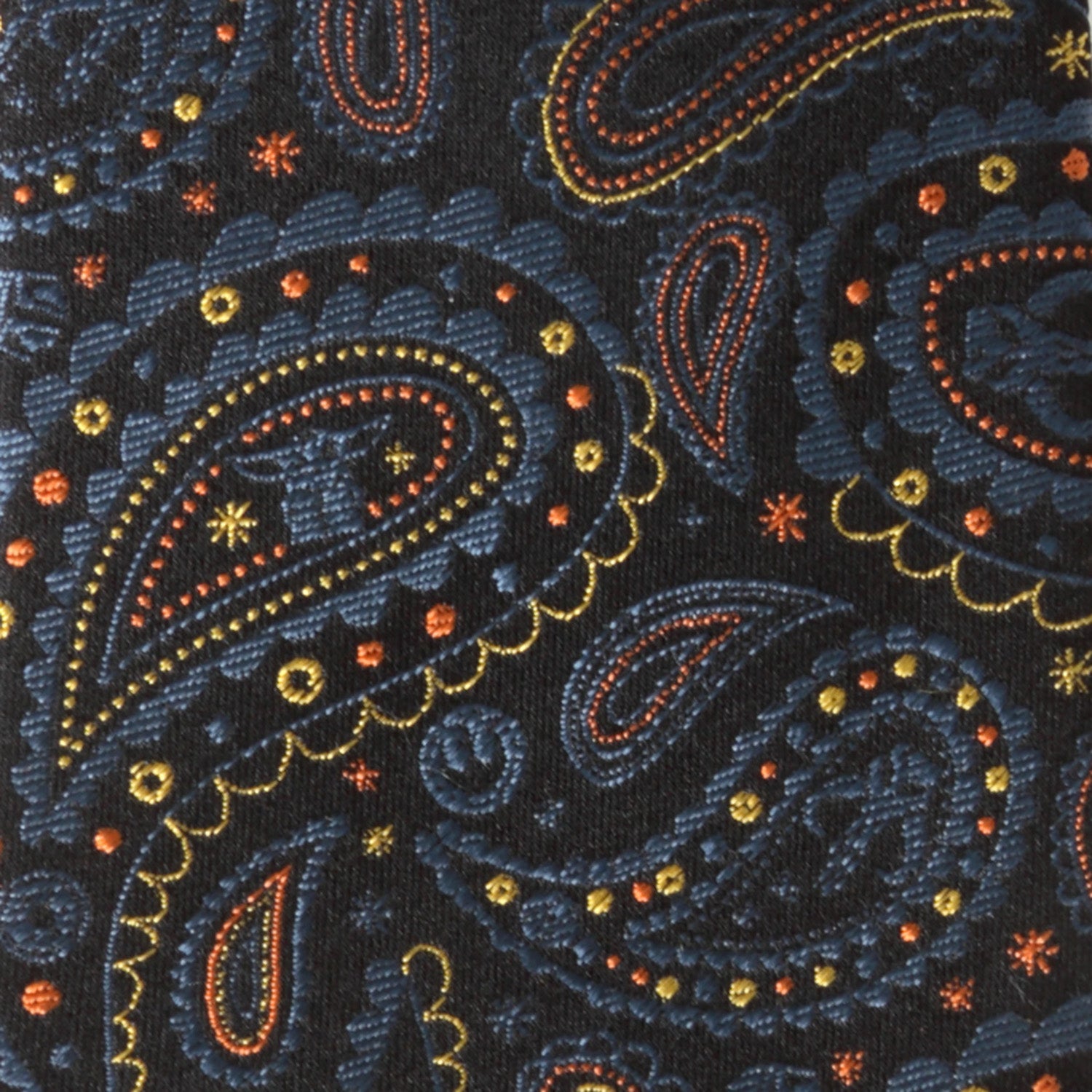 Star Wars Mandalorian Paisley Silk Tie in Black Navy Yellow - Image 5