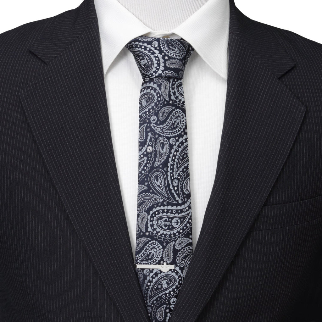 Star Wars Mandalorian Paisley Silk Tie in Midnight and Sky Blue - Image 2