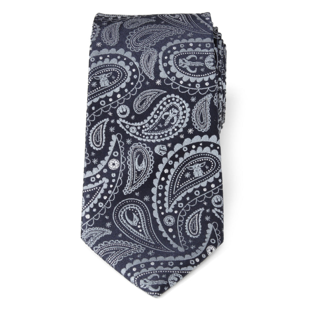 Star Wars Mandalorian Paisley Silk Tie in Midnight and Sky Blue - Image 3