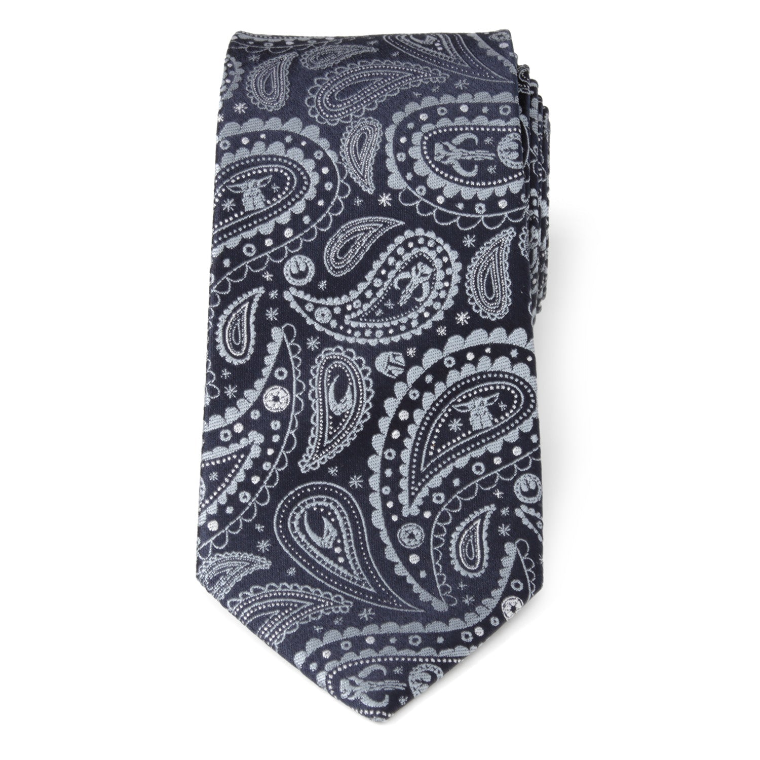 Star Wars Mandalorian Paisley Silk Tie in Midnight and Sky Blue - Image 3