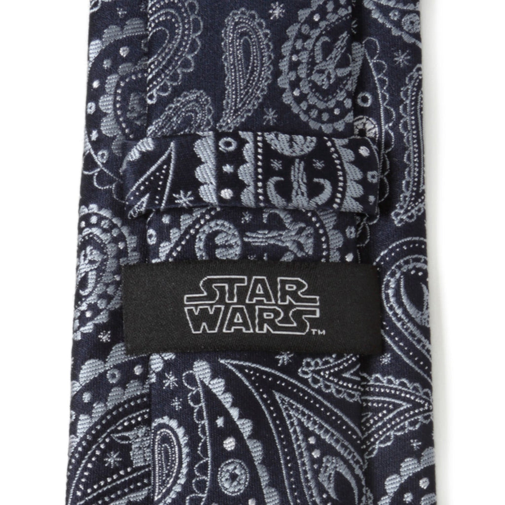 Star Wars Mandalorian Paisley Silk Tie in Midnight and Sky Blue - Image 4