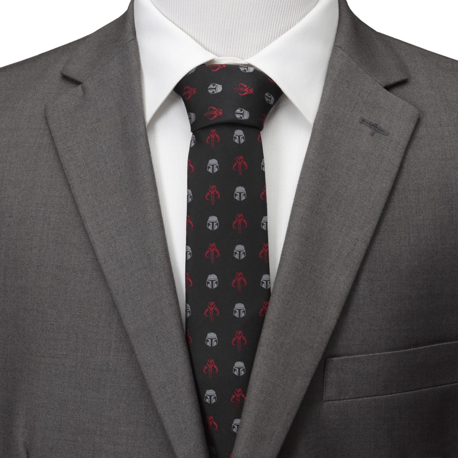 Star Wars Mandalorian Mythosaur Necktie in Black and Red - Image 2