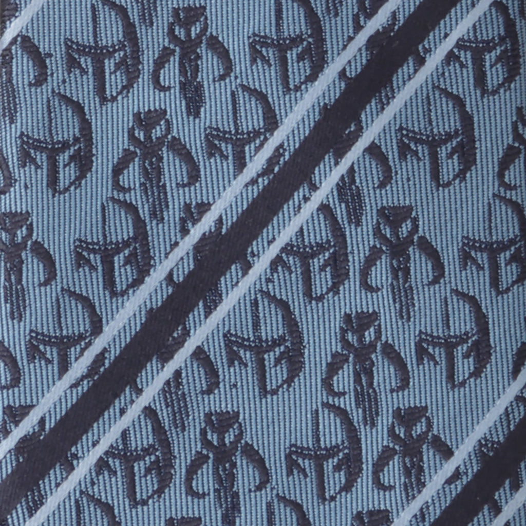 Star Wars Mandalorian and Mythosaur Striped Tie in Blue and Navy - Image 5