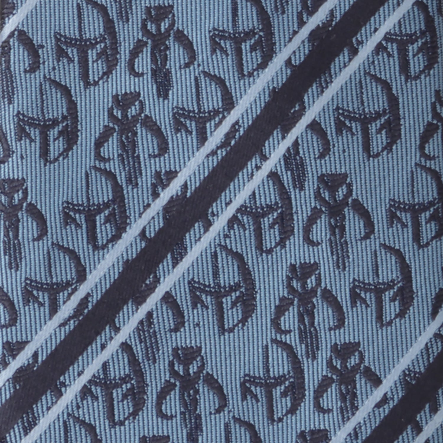 Star Wars Mandalorian and Mythosaur Striped Tie in Blue and Navy - Image 5