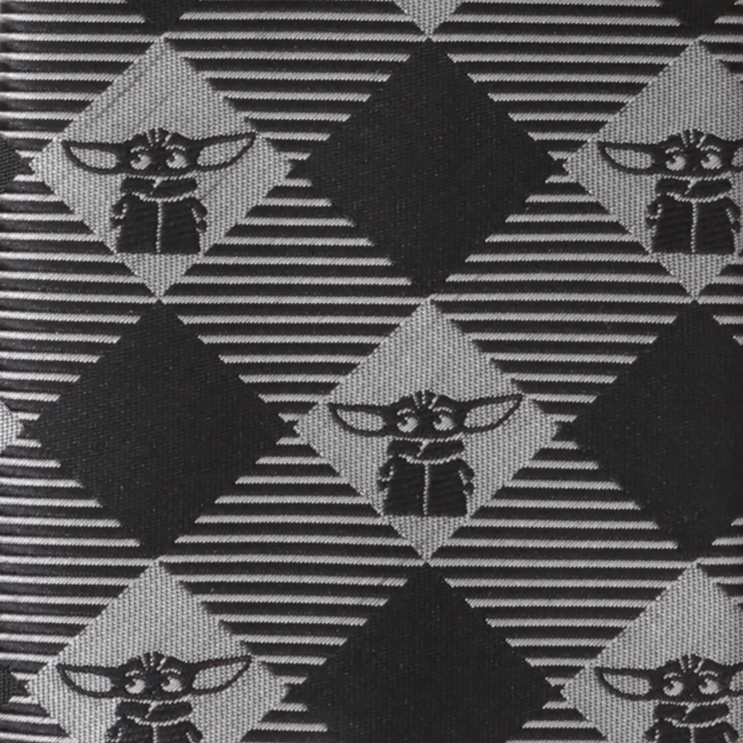 Star Wars Grogu Black and Silver Gray Plaid Pattern Tie - Image 5