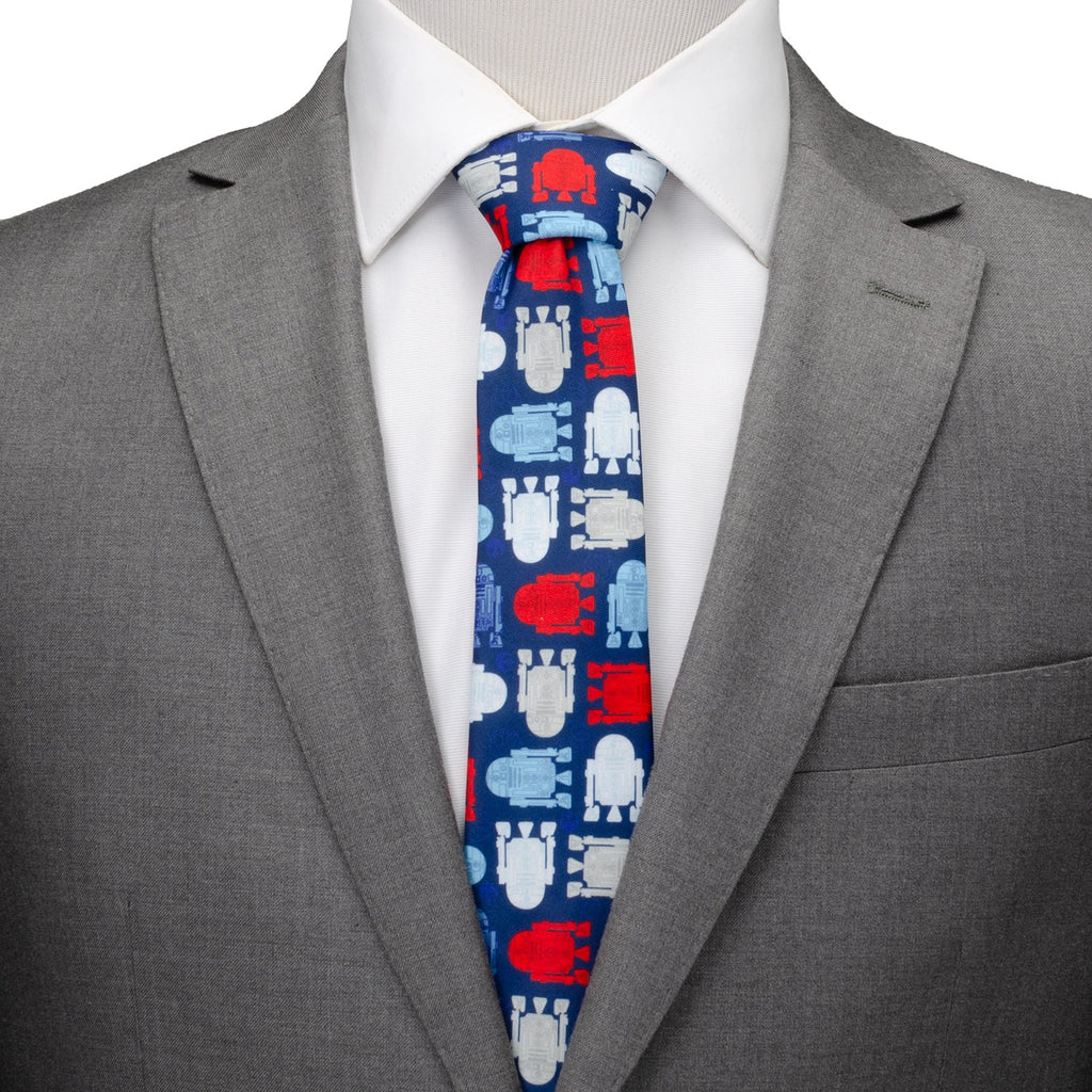 Star Wars R2-D2 Navy Blue Red and White Pattern Necktie - Image 2