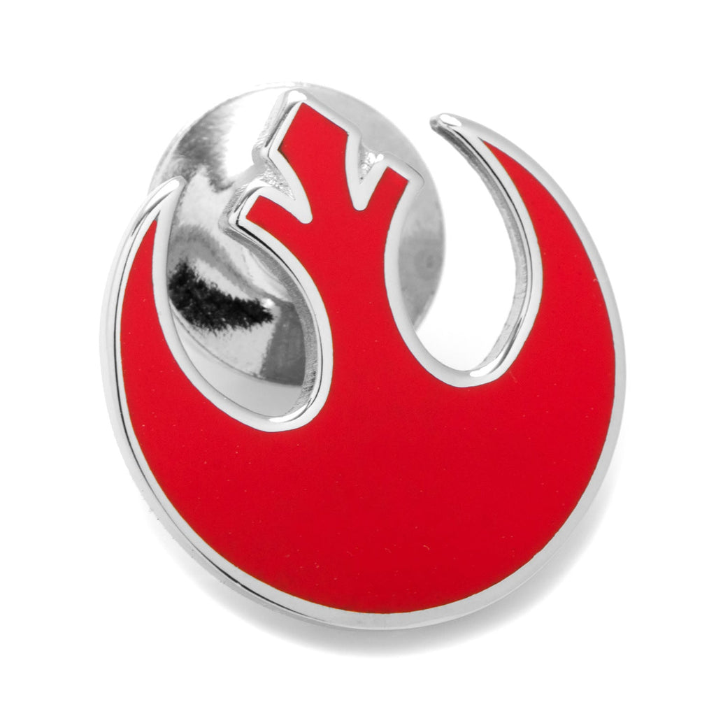 Red Rebel Alliance Starbird lapel pin against a white background