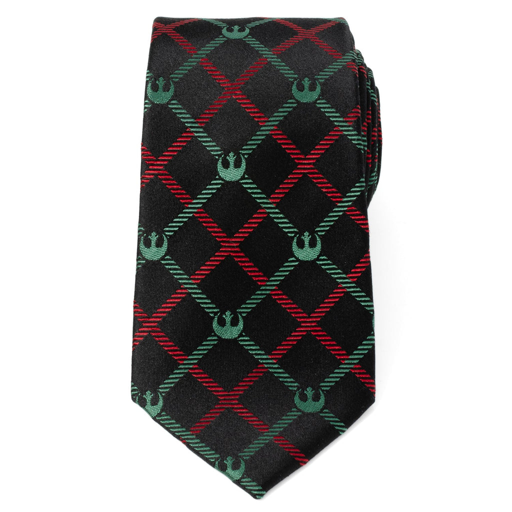 Star Wars Rebel Alliance Plaid Tie in Red Green and Black Silk - Image 3