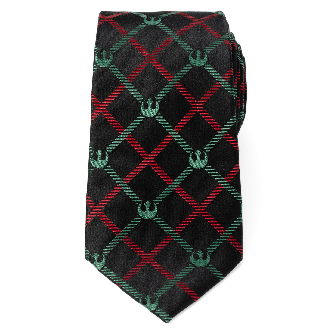 Star Wars Rebel Alliance Plaid Tie in Red Green and Black Silk - Image 3