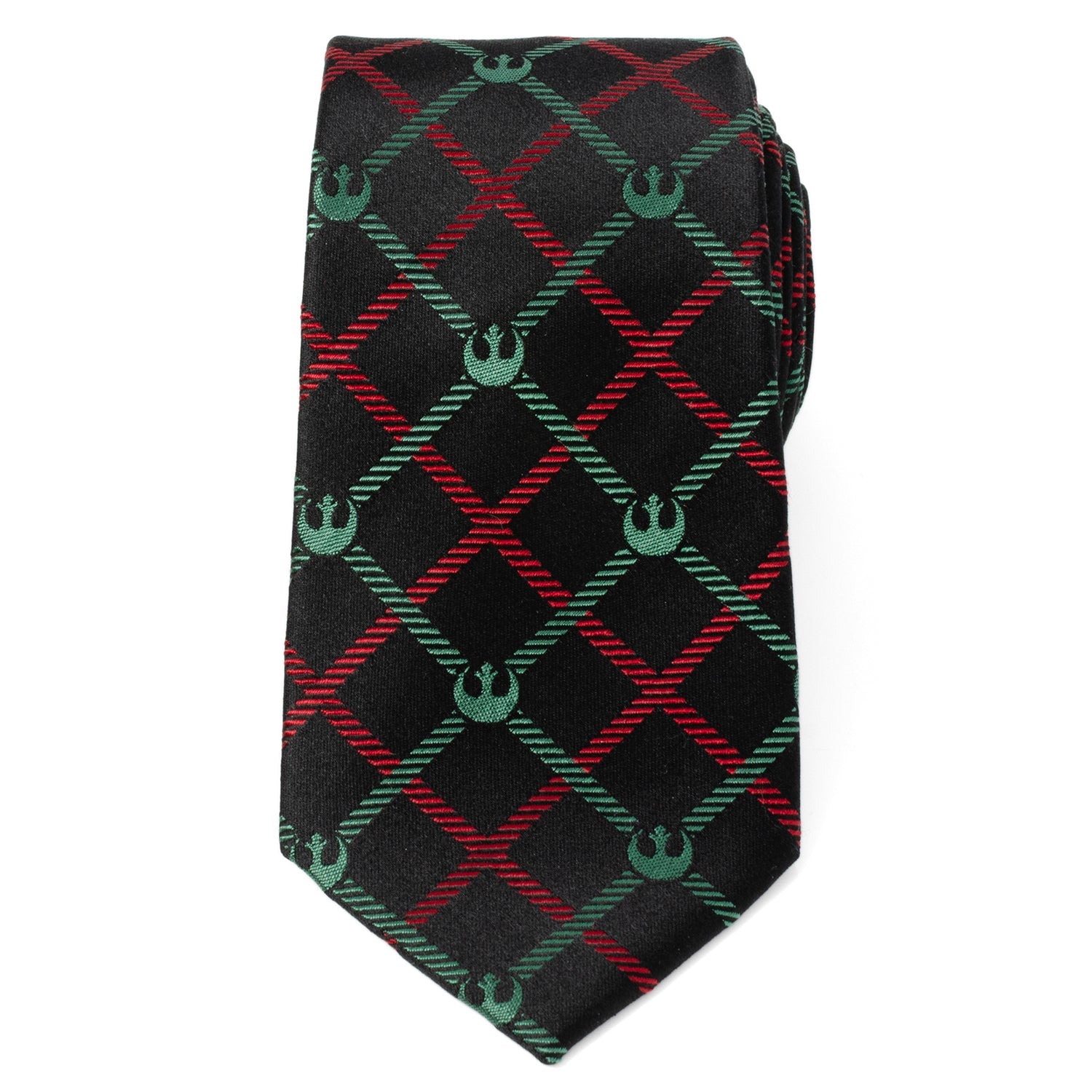 Star Wars Rebel Alliance Plaid Tie in Red Green and Black Silk - Image 3