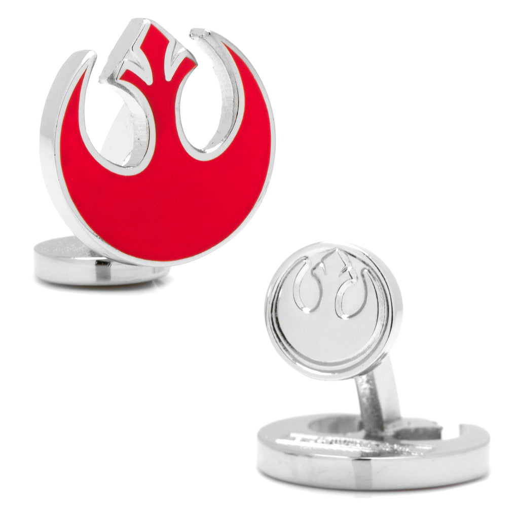 Star Wars Rebel Alliance Starbird logo cufflinks in red enamel and rhodium finish
