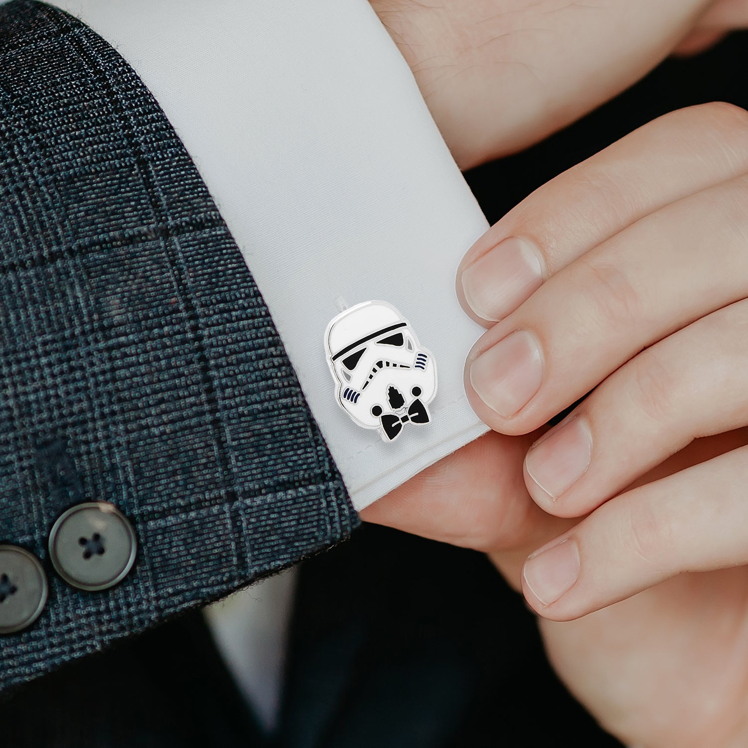 Star Wars Stormtrooper Cufflinks with Black Bow Tie