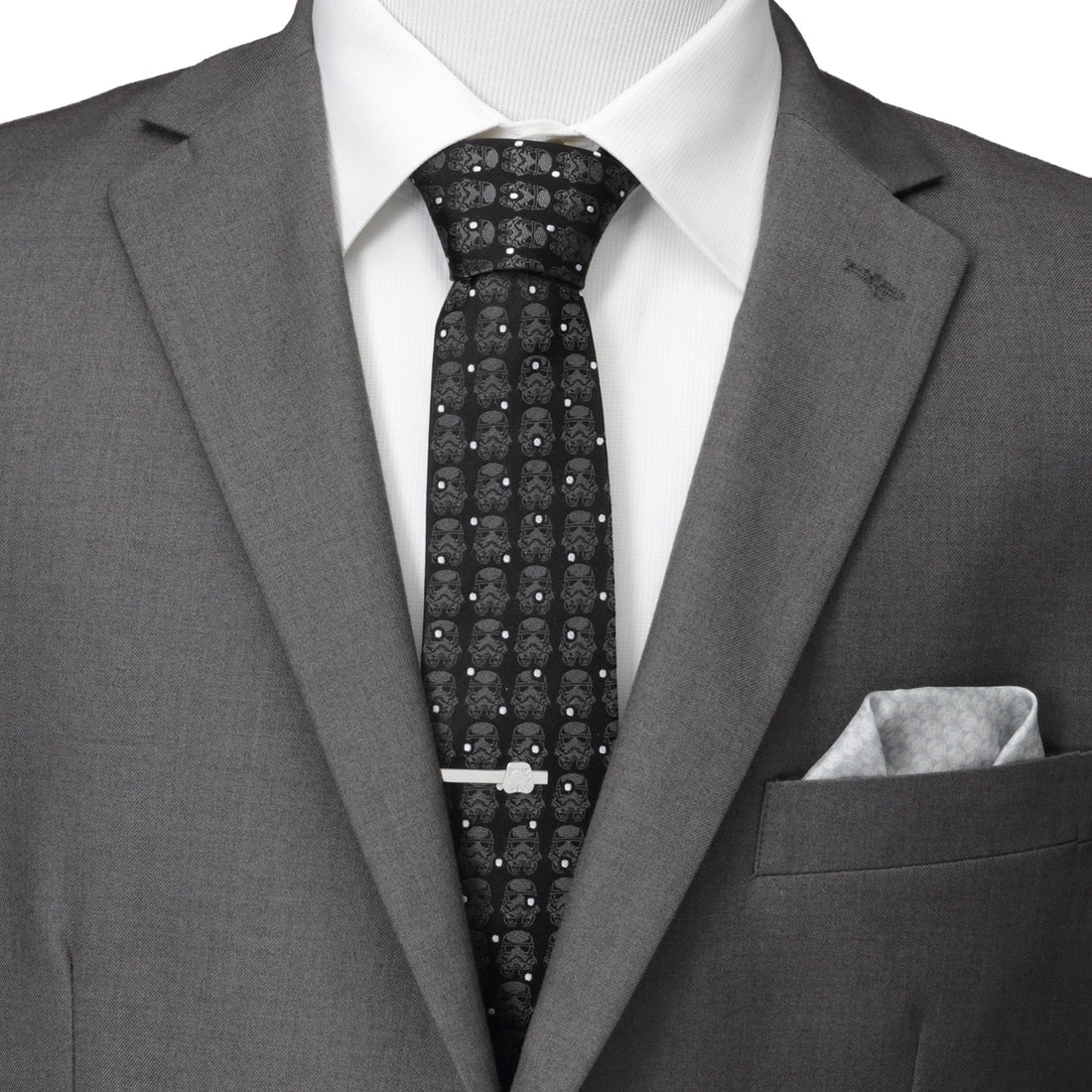 Star Wars Stormtrooper Dotted Silk Tie in Black and Silver
