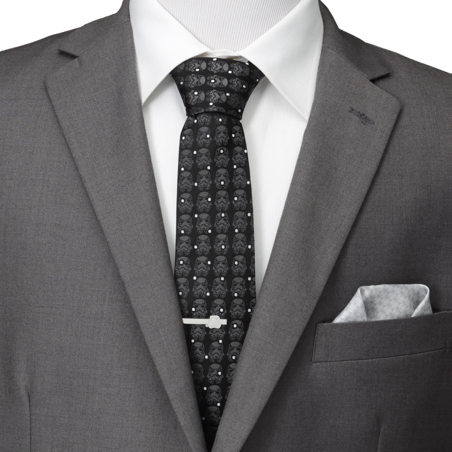 Star Wars Stormtrooper Dotted Silk Tie in Black and Silver