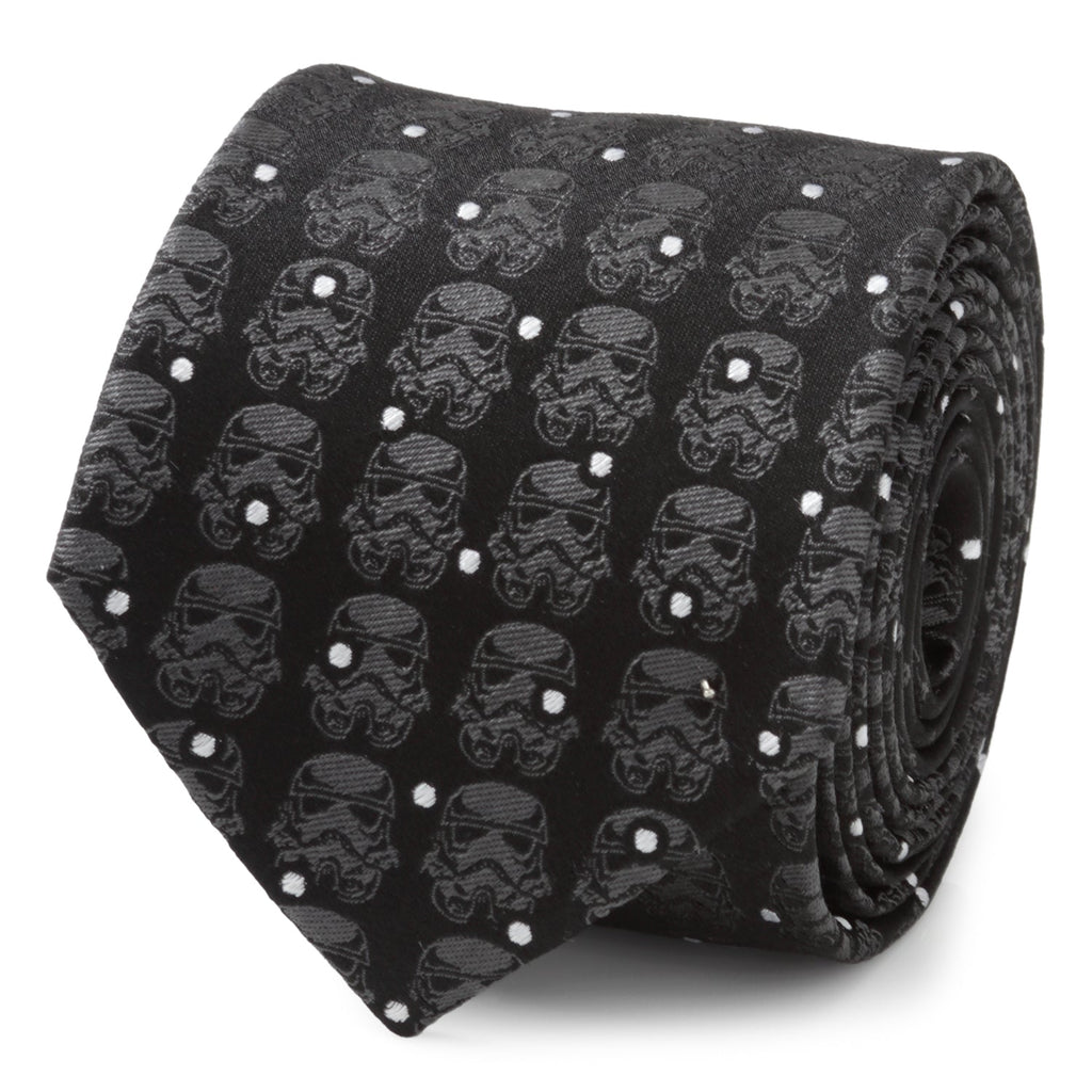 Star Wars Stormtrooper Dotted Silk Tie in Black and Silver