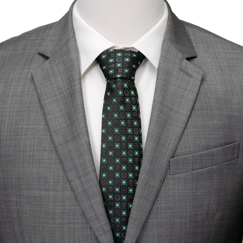 Star Wars Symbols Print Necktie in Black and Forest Green - Image 2