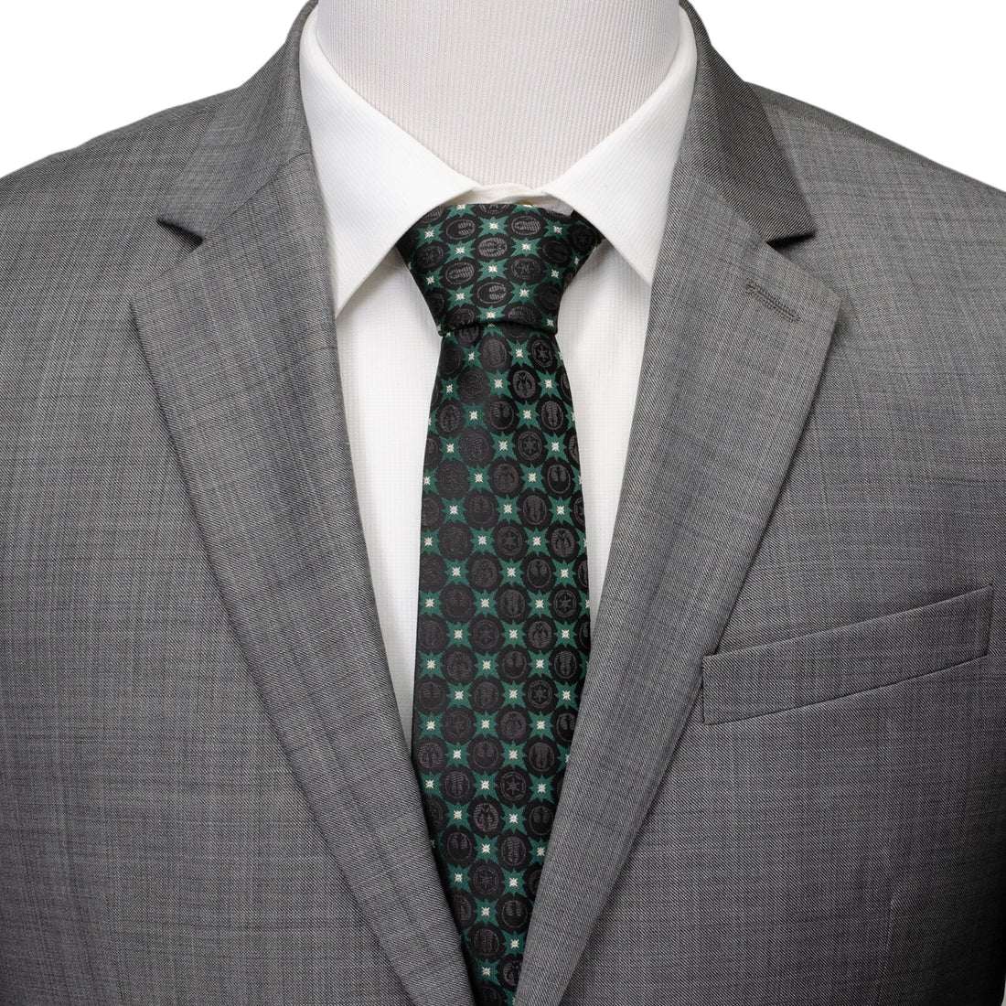 Star Wars Symbols Print Necktie in Black and Forest Green - Image 2