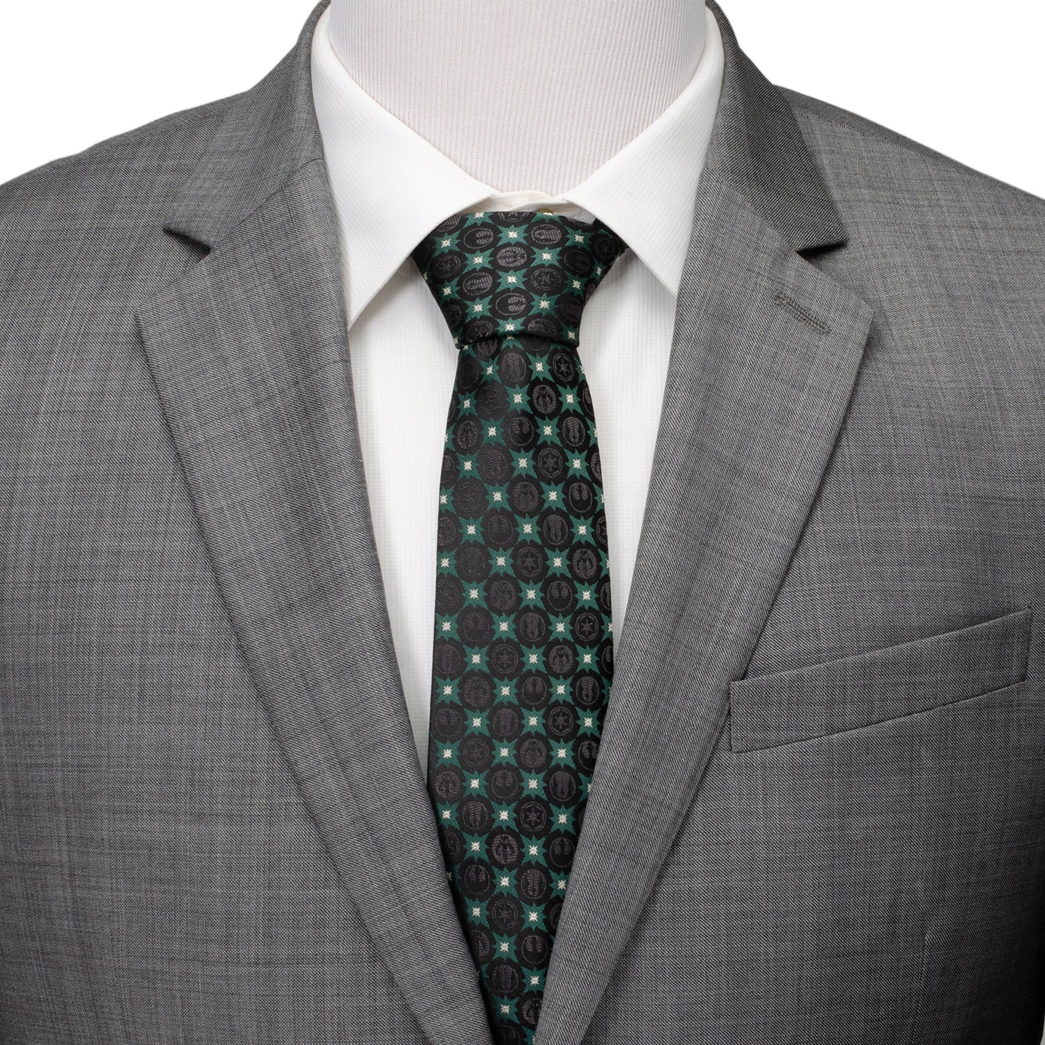Star Wars Symbols Print Necktie in Black and Forest Green - Image 2