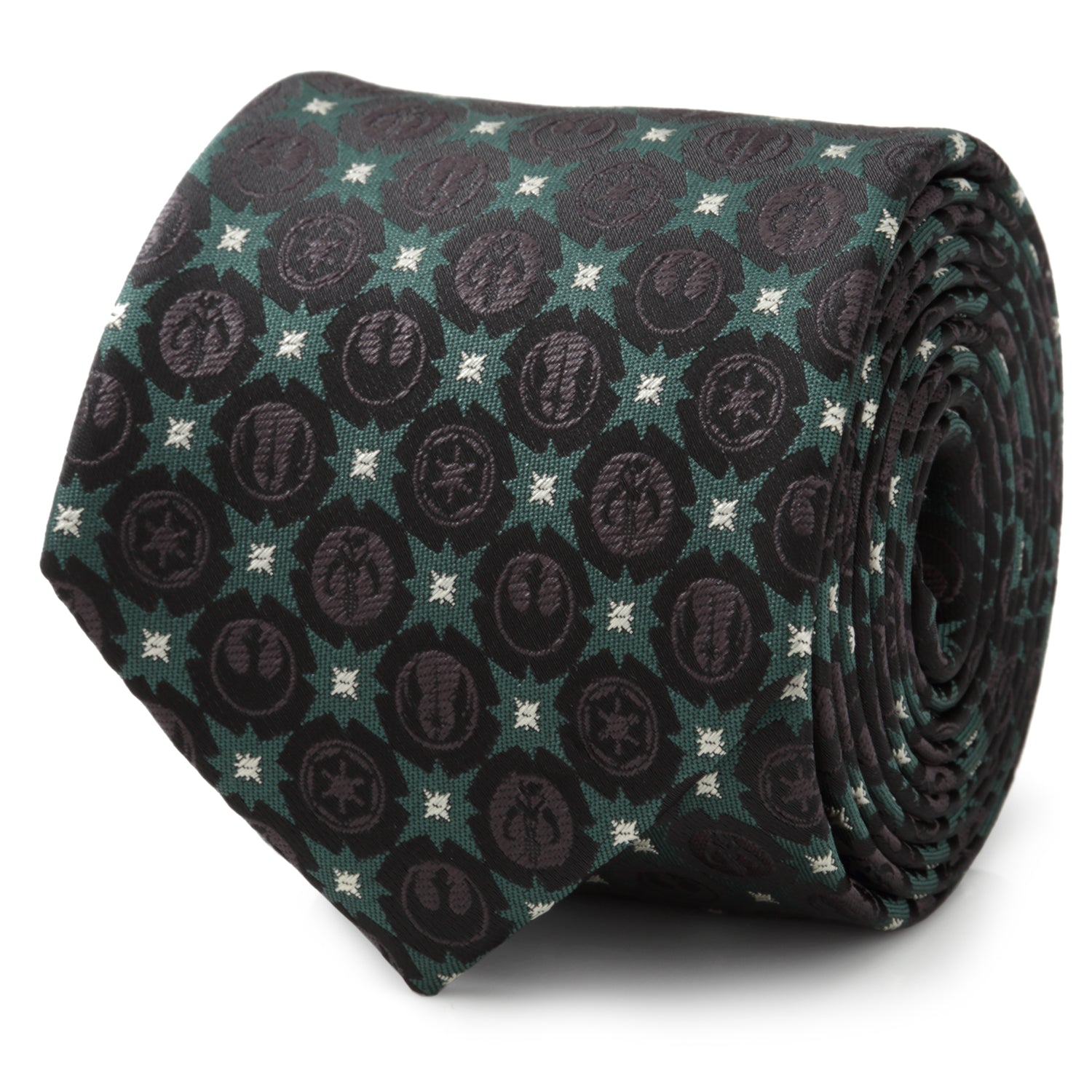 Star Wars Symbols Print Necktie in Black and Forest Green - Image 3