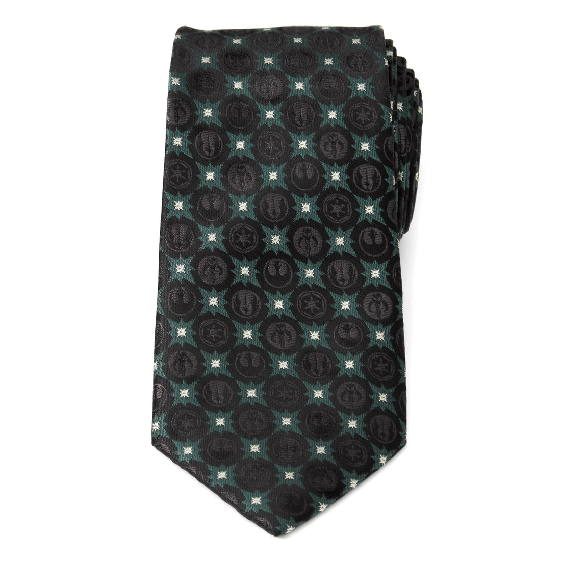 Star Wars Symbols Print Necktie in Black and Forest Green - Image 4