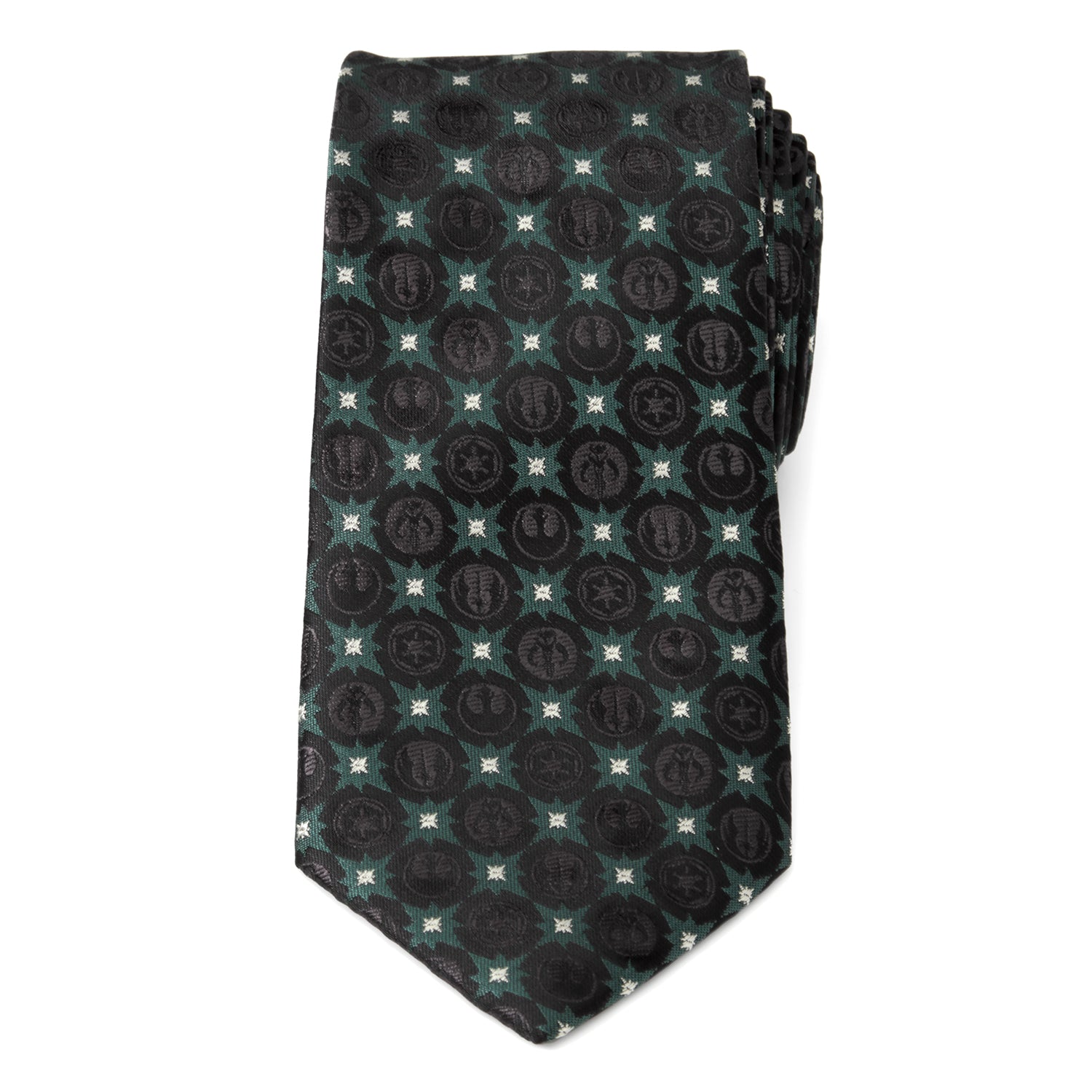 Star Wars Symbols Print Necktie in Black and Forest Green - Image 4