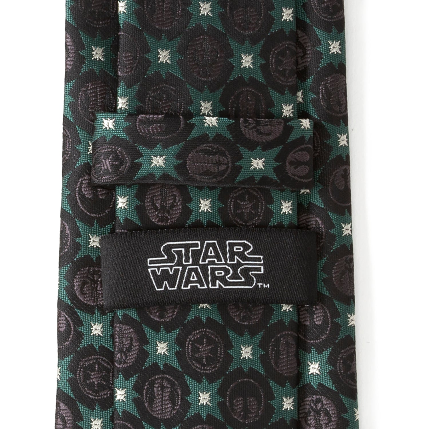 Star Wars Symbols Print Necktie in Black and Forest Green - Image 6