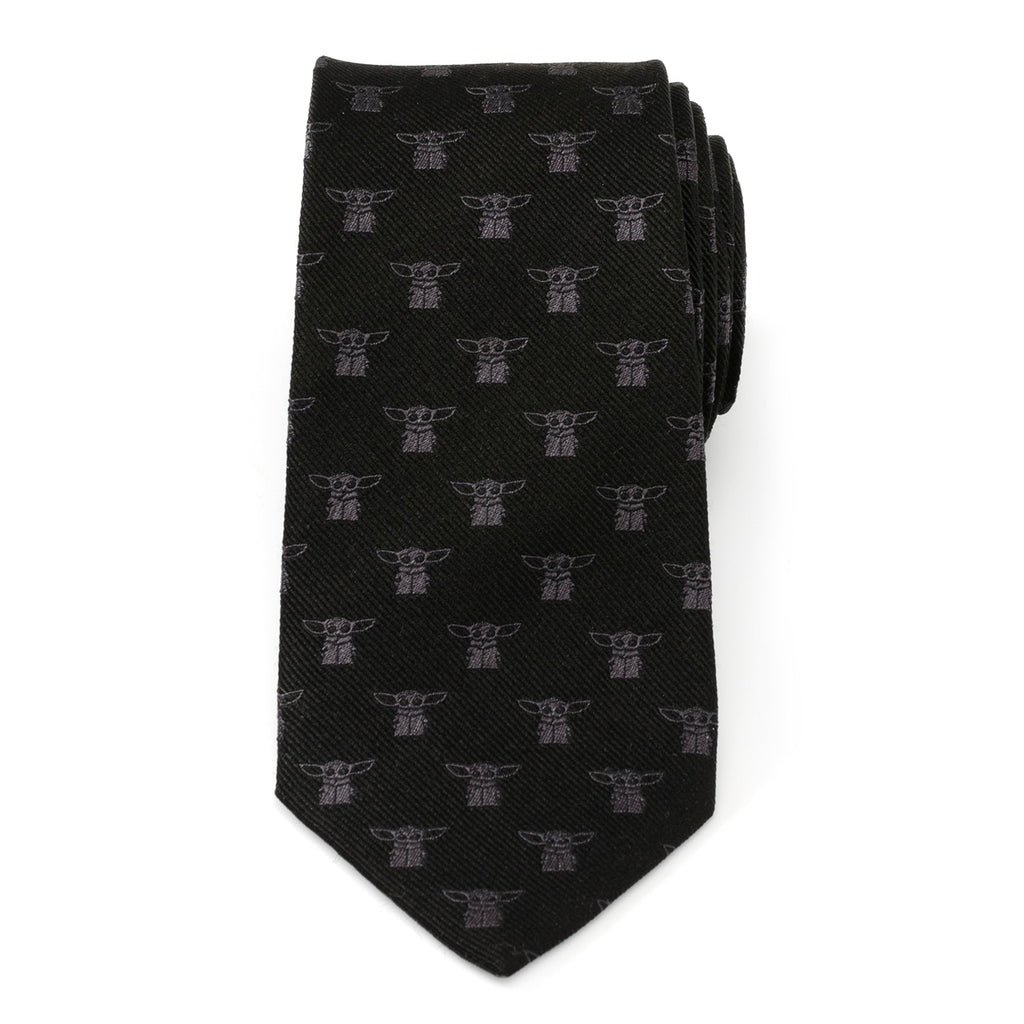 Star Wars Grogu Black Necktie with Mandalorian Character Print - Image 3