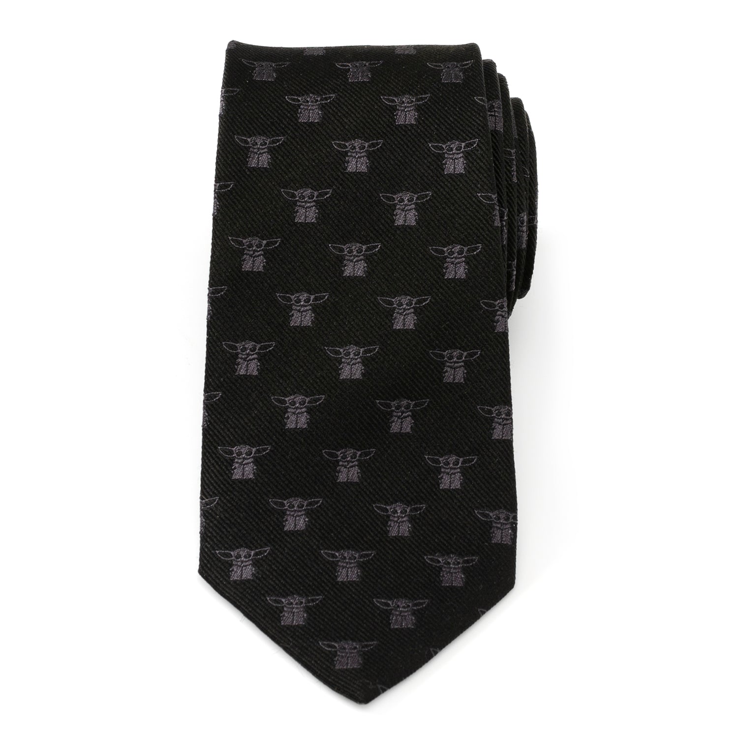 Star Wars Grogu Black Necktie with Mandalorian Character Print - Image 3