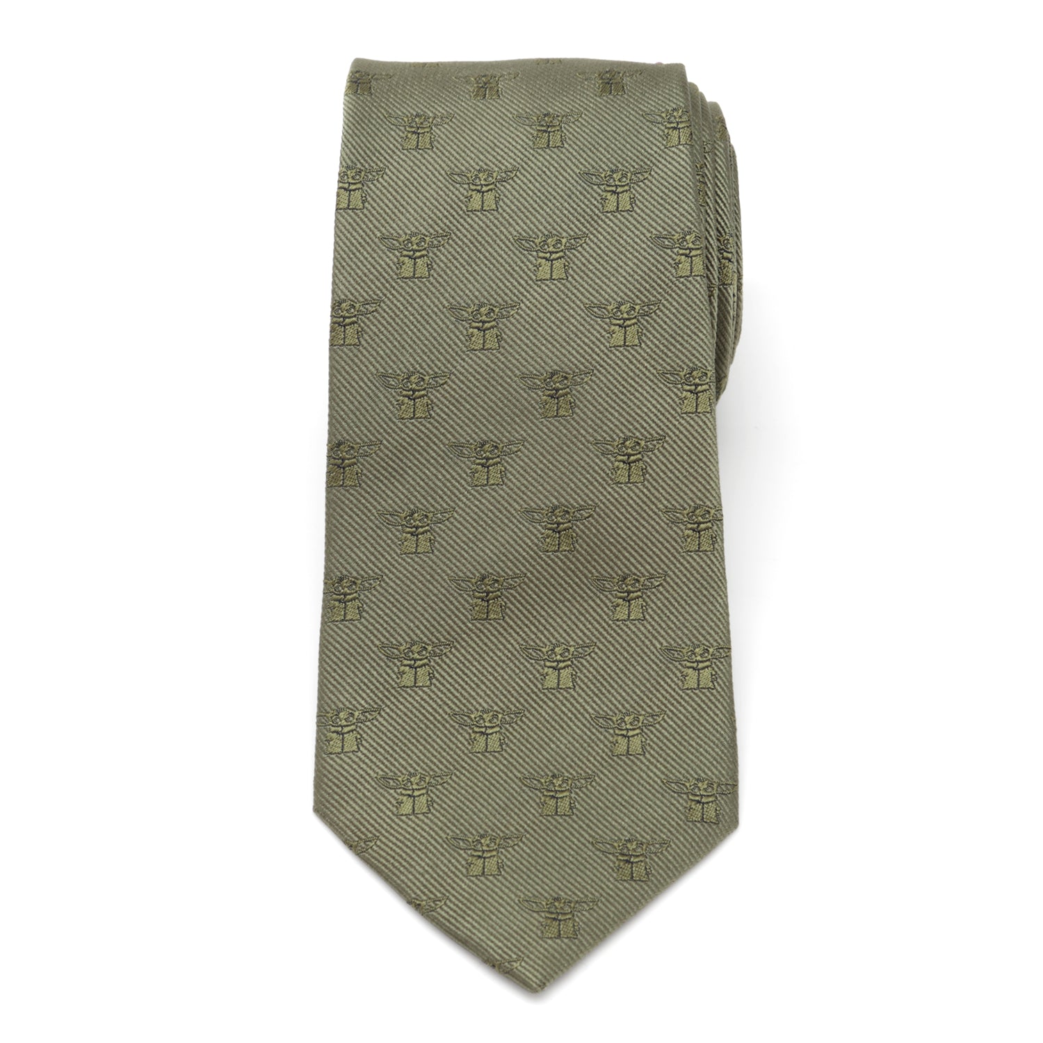 Star Wars Grogu Sage Green Silk Tie for Men
