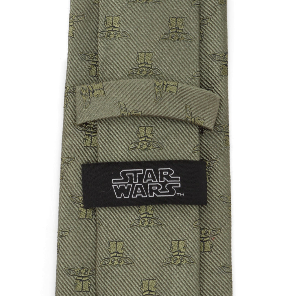 Star Wars Grogu Sage Green Silk Tie for Men