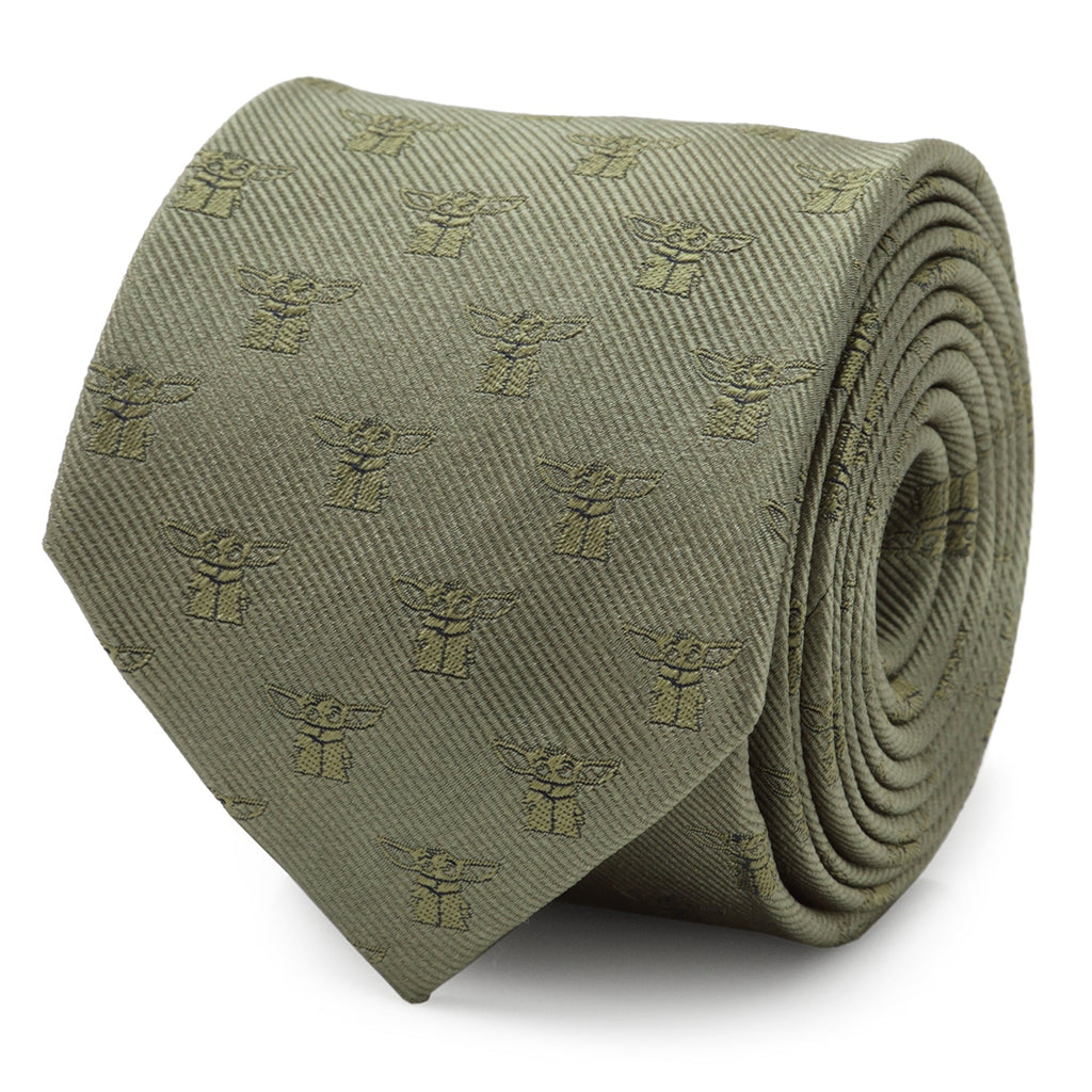 Star Wars Grogu Sage Green Silk Tie for Men