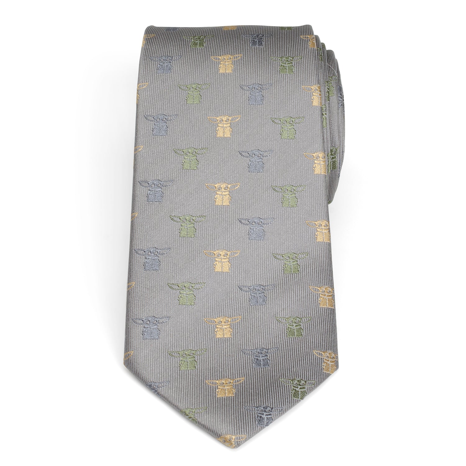 Star Wars The Child Grogu Cloud Grey Dotted Silk Necktie - Image 3