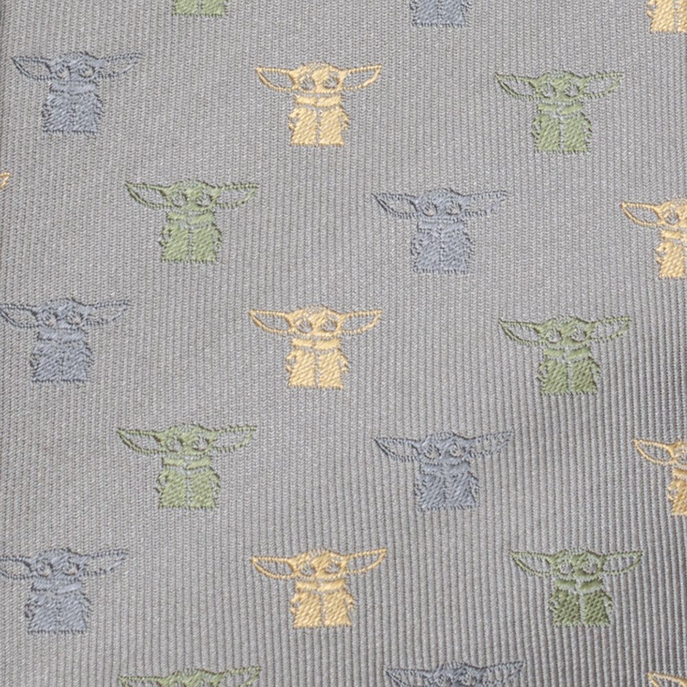 Star Wars The Child Grogu Cloud Grey Dotted Silk Necktie - Image 4