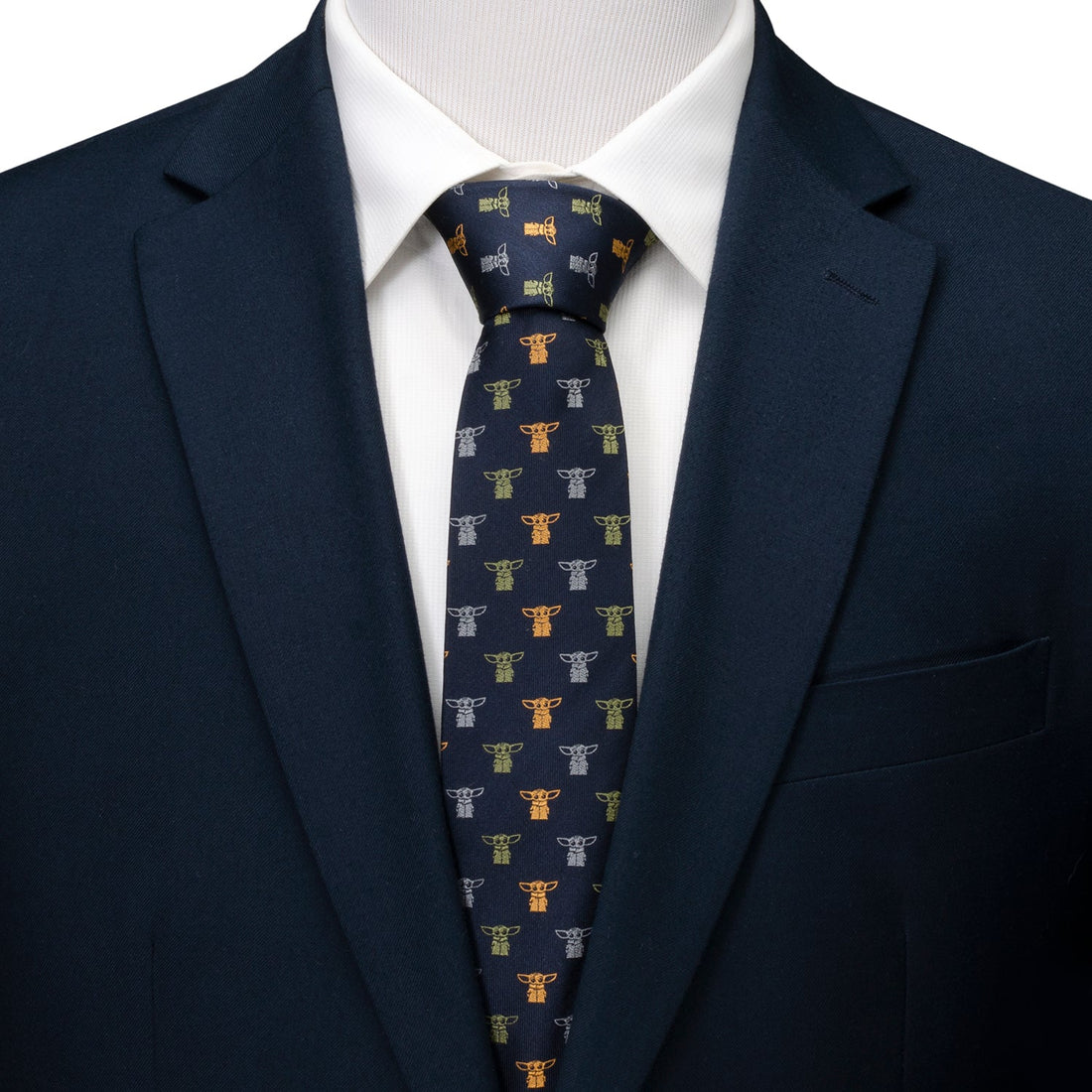 Star Wars The Child Navy Silk Tie with Grogu Pattern - Image 2