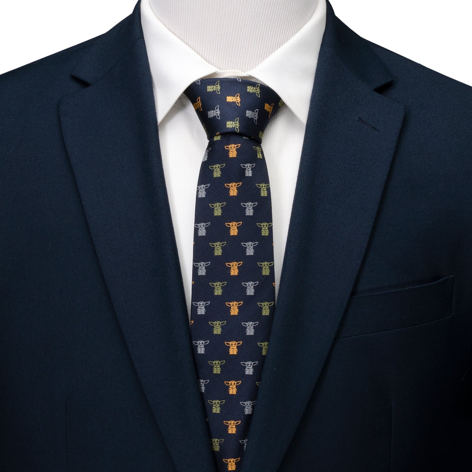 Star Wars The Child Navy Silk Tie with Grogu Pattern - Image 2