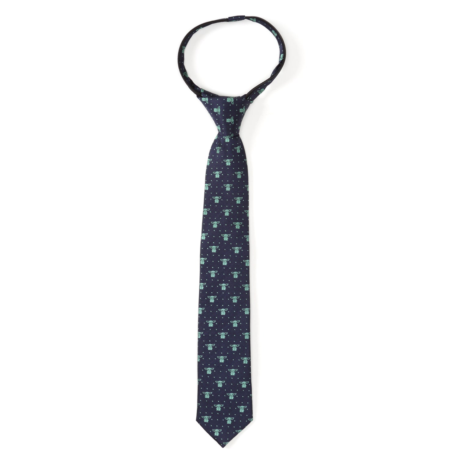 Star Wars Grogu Navy Dotted Zipper Tie for Kids - Image 2