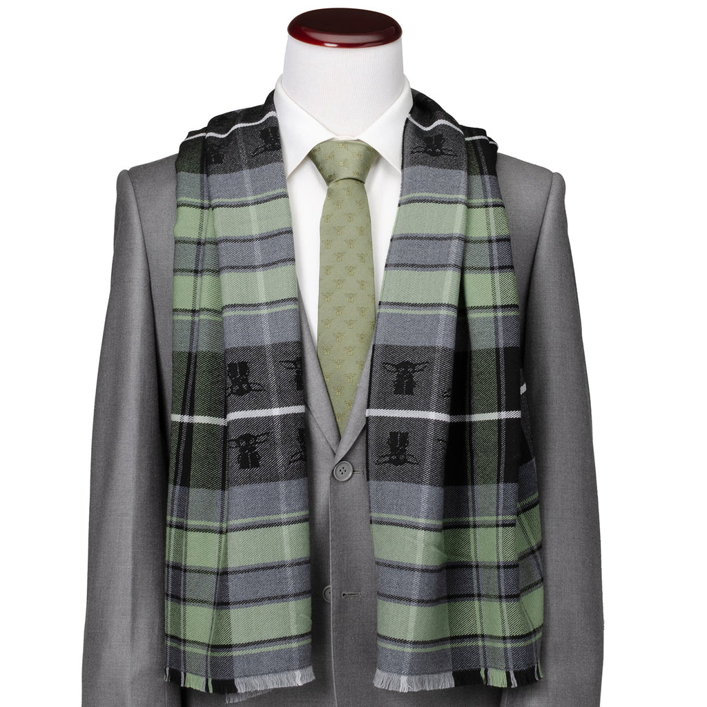Star Wars Grogu Green and Black Plaid Merino Wool Scarf - Image 2